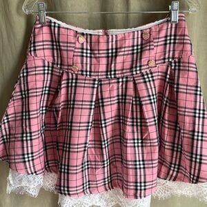 Hot Topic Pink and Black Mini Skirt Size Medium